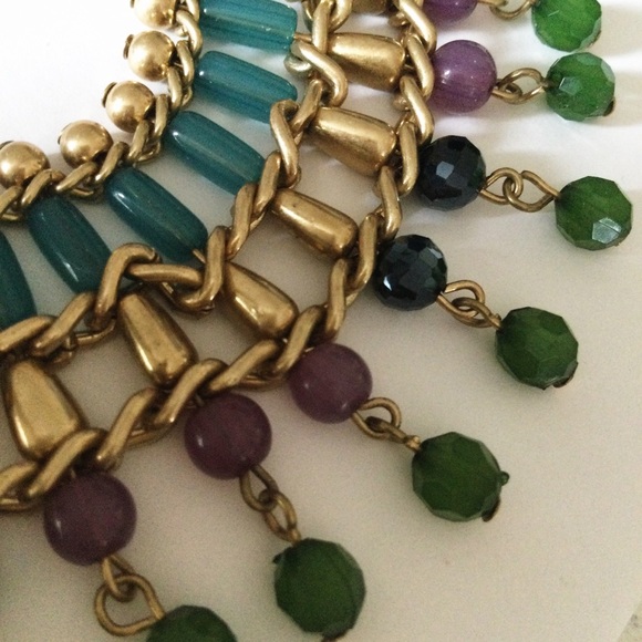 Vintage Egyptian Revival Cleopatra Style Goddess Necklace w/ Semi Precious Beads - Picture 10 of 17